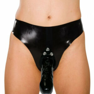 Latex Slip mit abnehmbaren Außendildo