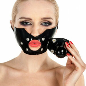 Latex Knebel mit Innen- und gewellten Außendildo