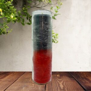 Durchgefärbte Kerze im Glas zwei Farbig Rot/Schwarz