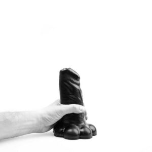 Breiter Dildo mit mehreren Hoden schwarz