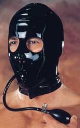 Latex Maske mit Pumpknebel - Augen und Nase offen
