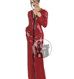 Latex Kleid - sehr lang - blutrot
