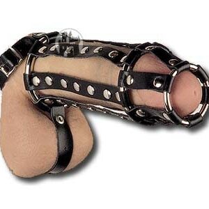 Cock-Ring aus Leder - Cockharness