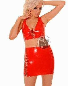 Latexminirock mit Schnürung