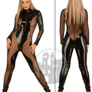 Lackcatsuit mit Netzeinsatz