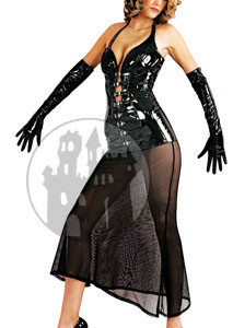Lackkleid mit Netzbesatz