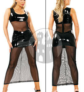 Netzkleid - lang - Lackeinsätze