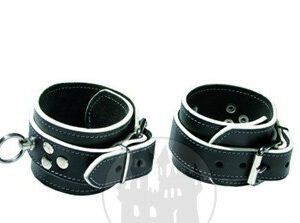 Fußfesseln schwarz-weiß m. O-Ring