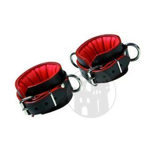 Fußfessel schwarz-rot m. D-Ring