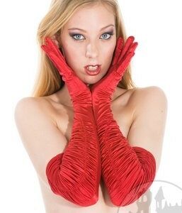 Satinhandschuhe lang rot