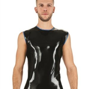 Latex Shirt ärmellos schwarz/blau