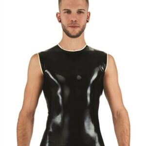 Latex Shirt ärmellos schwarz/weiß