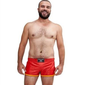 Leder Sport Shorts 'Circuit' rot/gelb