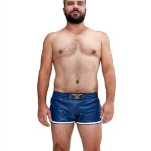 Leder Sport Shorts 'Circuit' blau/weiß