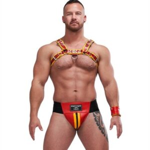 Leder Jockstrap 'Circuit' rot/gelb