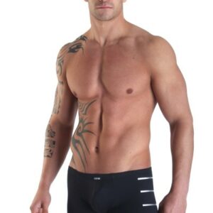 Schwarzer Boxer mit seitlichen Silberstreifen