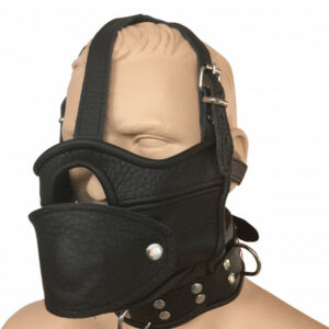 Maske mit Öffnung, Mundknebel und Halsfessel