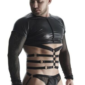 Wetlook-Langarmshirt mit Harness