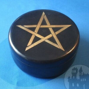 Specksteindose schwarz Pentagramm