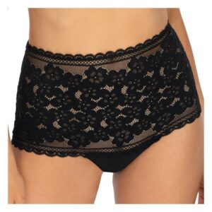 Edler Boxerslip mit hoher Taille aus zarter Blütenspitze schwarz