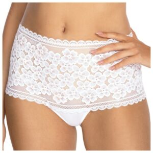 Edler Boxerslip mit hoher Taille aus zarter Blütenspitze weiß