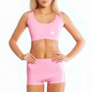 Latex-Set Top und Shorts