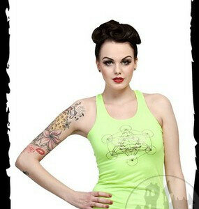 Neongrünes Top mit Silberprint