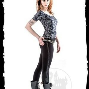 Graues Shirt mit Totenkopf und Rosen Muster
