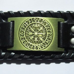 Wikinger Lederarmband Aegishjalmur Symbol für Schutz