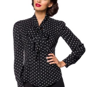 Vintage-Schluppenbluse schwarz/weiß