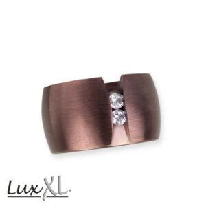 Edelstahlring 'Blink' kaffee matt mit zwei Zirkonia 13 mm