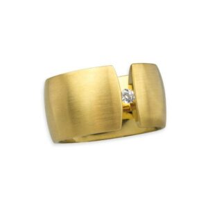 Edelstahlring 'Blink' gold matt mit Zirkonia 13 mm