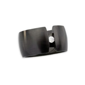 Edelstahlring 'Blink' schwarz matt mit Zirkonia13 mm