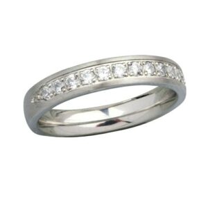 Edelstahlring 'Fine Steel' schmal silbern mit Zirkonia