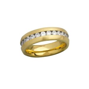 Edelstahlring 'Fine Steel' gold mit Zirkonia