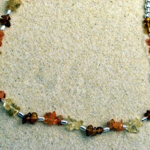 Silberkette mit echten Steinen - orange-braun