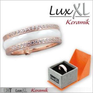 Keramikring weiß-roségold mit Zirkonia