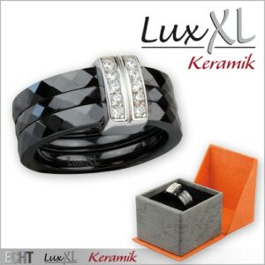 Keramikring schwarz mit Silber und Zirkonia