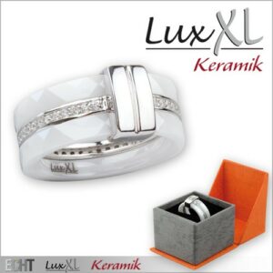 Keramikring weiß mit Silberdetail und Zirkonia
