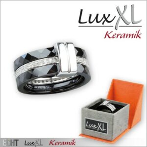 Keramikring schwarz mit Silberdetail und Zirkonia