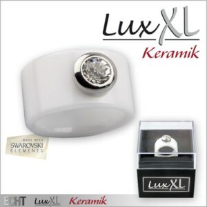 Keramikring weiß matt mit Kristallstein