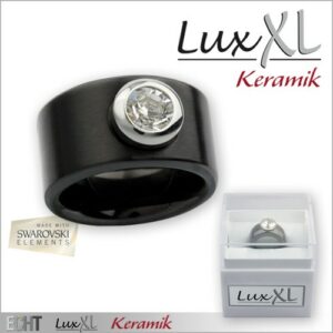 Keramikring schwarz matt mit Kristallstein