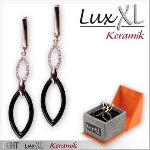 Keramikohrringe schwarz-rosé mit Zirkonia