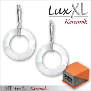 Keramikohrringe runde Form weiß mit Zirkonia