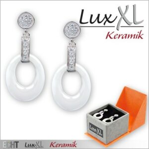 Keramikohrringe oval weiß mit Zirkonia