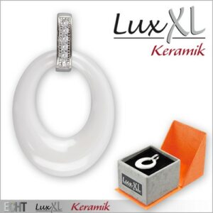 Keramikanhänger oval weiß mit Zirkonia