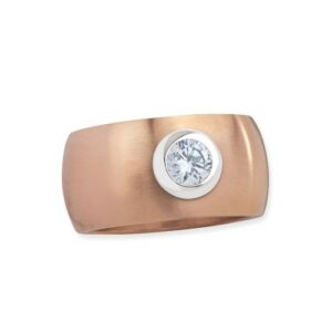 Edelstahlring 'Blink' roségold matt mit weißem Zirkonia