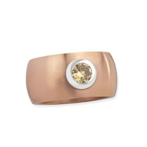 Edelstahlring 'Blink' roségold matt mit champagnerfarbenem Zirkonia