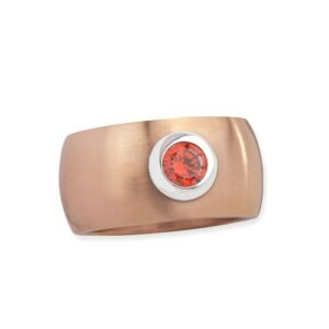 Edelstahlring 'Blink' roségold matt mit orangem Zirkonia