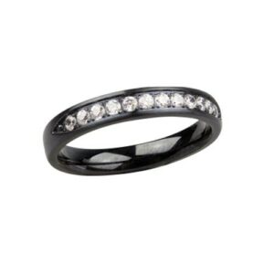 Edelstahlring 'Fine Steel' mit Zirkonia schmal - schwarz